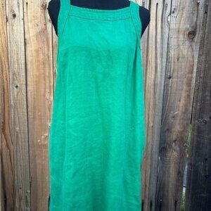 Anthropologie Maeve Bright Green Floral Trim Dress